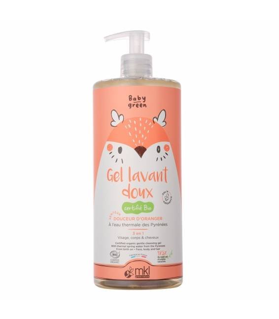 👶🧴 MKL Gel Lavant Doux Baby Green 1L – 3 - en - 1 Visage, Corps & Cheveux | Bébé Dès la Naissance | 97,5% Naturel - La Grande Para