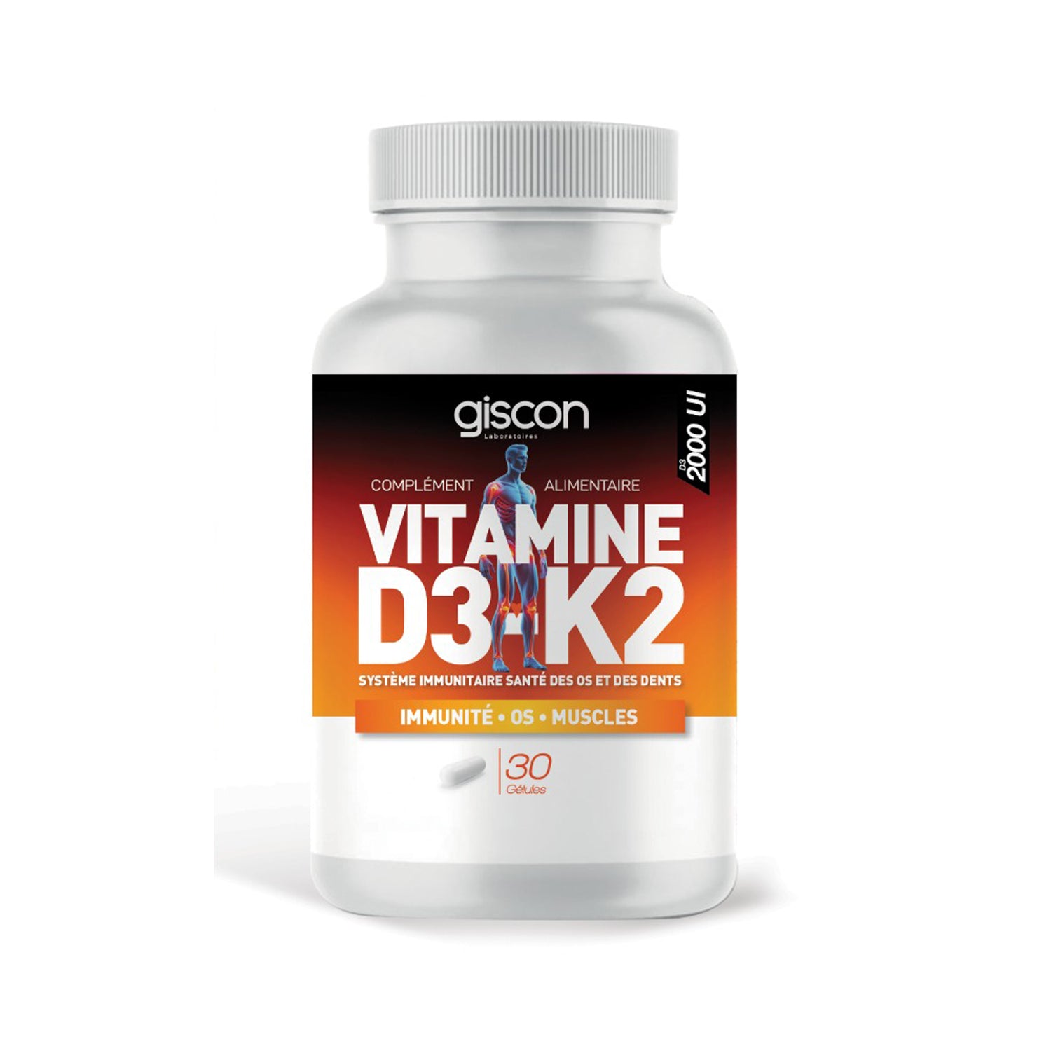 GISCON Vitamine D3 - K2 – 30 Gélules - La Grande Para