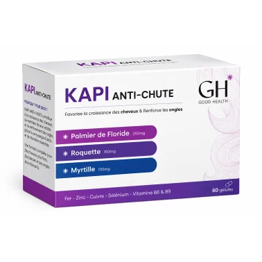 Boîte Good Health Kapi Anti-Chute 60 gélules, face et côté visibles