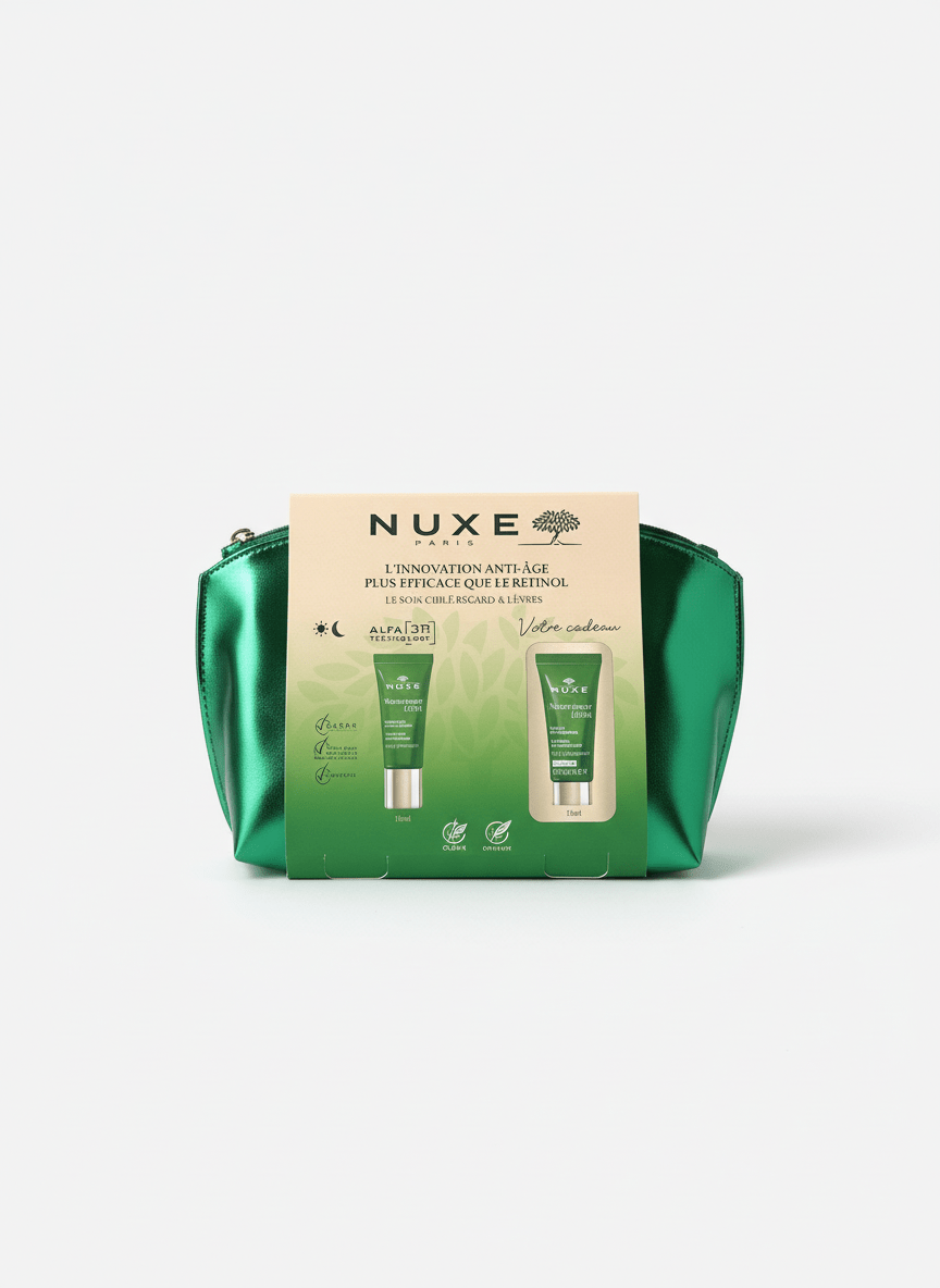 💚 Nuxe Coffret Nuxuriance Ultra - Soin Regard & Lèvres 15ml + Baume Lèvres 15ml + Trousse Verte - La Grande Para