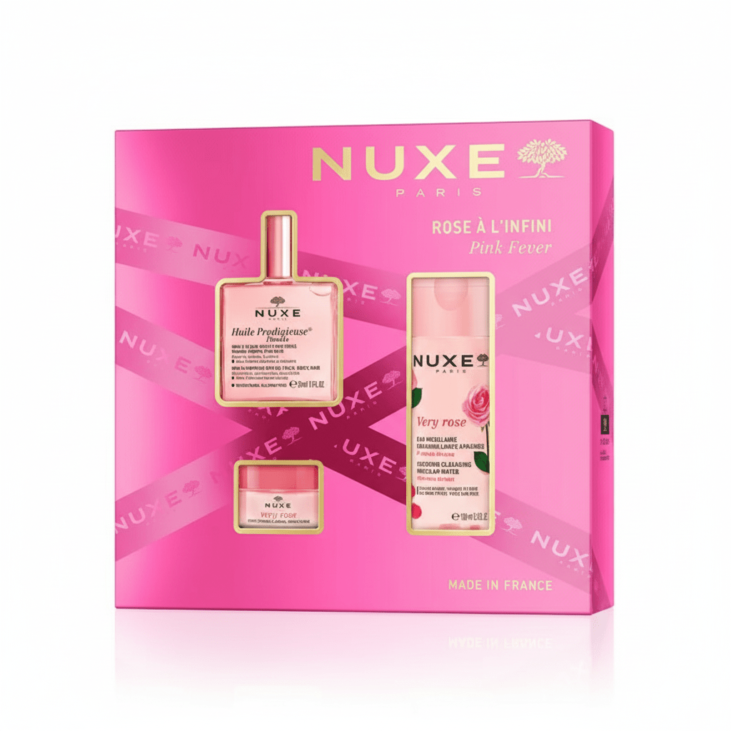 🌹 NUXE Coffret Rose à l'Infini Pink Fever - Huile Prodigieuse Florale + Eau Micellaire + Baume à lèvre Rose | Cadeau Luxe - La Grande Para