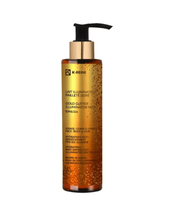 K-REINE LAIT ILLUMINATEUR PAILLETÉ DORÉ CHEVEUX ET CORPS 150 ML.