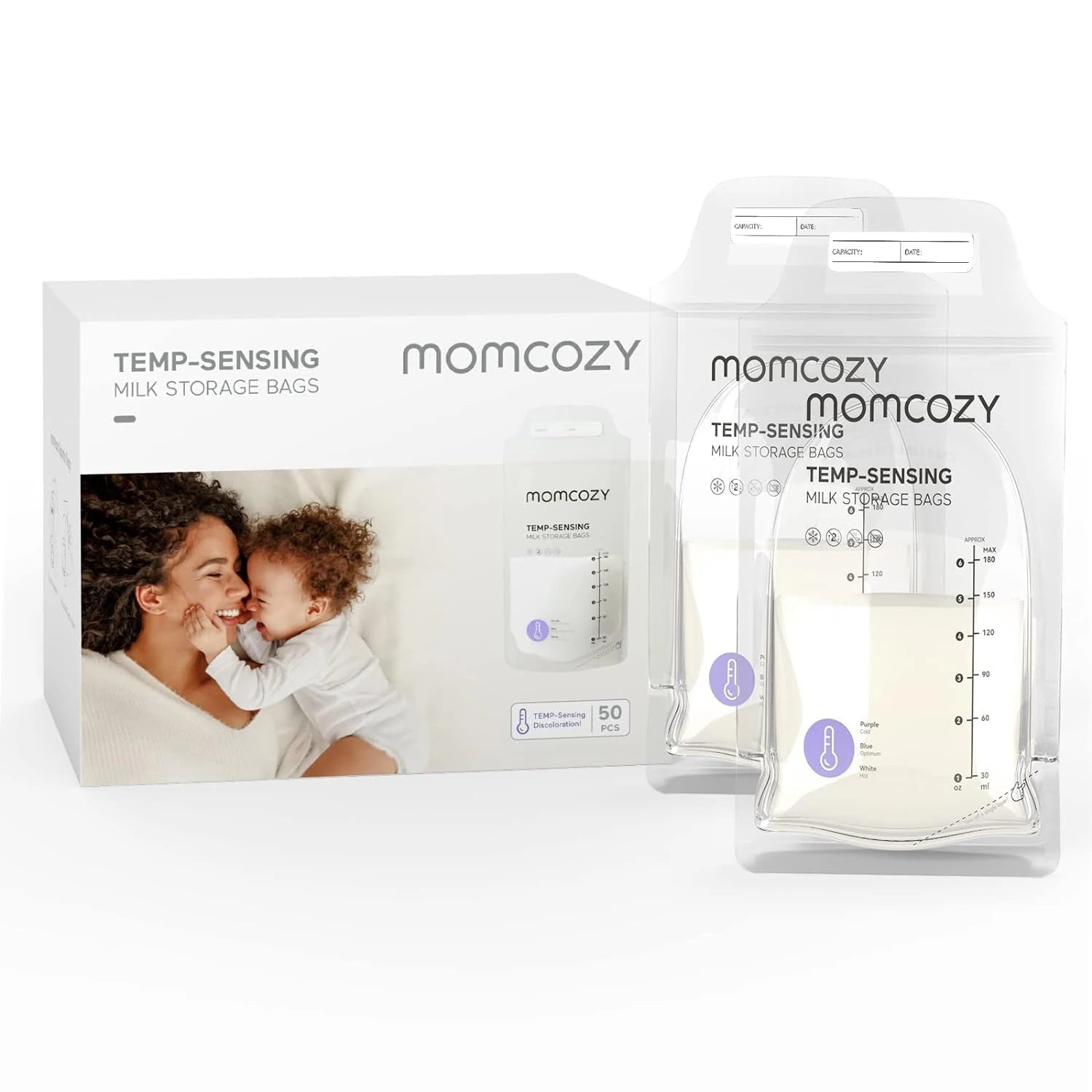 Momcozy Lot de 50 Sacs de Conservation du Lait Maternel(ce produit n'est pas éligible au code promo).