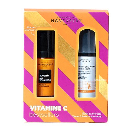 NOVEXPERT COFFRET SERUM BOOSTER A LA VITAMINE C+MOUSSE FLASH ECLAT 40ML.