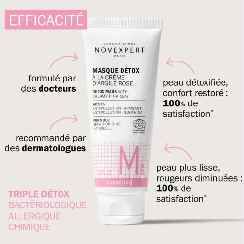 NOVEXPERT MASQUE DETOX A LA CREME D'ARGILE ROSE 75ML