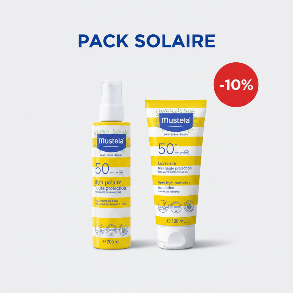 Pack Solaire Mustela SPF50 - Spray 200ml + Lait Solaire 100ml - La Grande Para