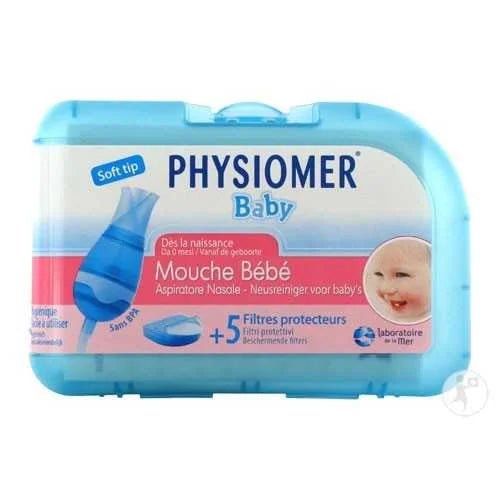PHYSIOMER MOUCHE BEBE AVEC EMBOUT ET 5 FILTRES JETABLES.