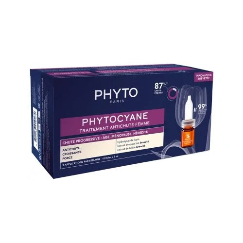 PHYTO PHYTOCYANE TRAITEMENT ANTI-CHUTE PROGRESSIVE FEMME 12 * 5 ML.