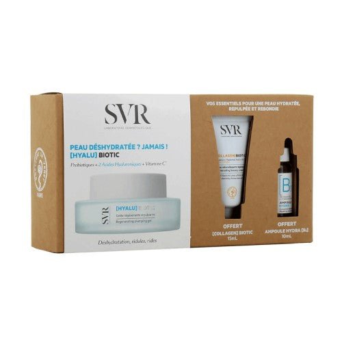 SVR COFFRET [HYALU] BIOTIC GELEE REGENERANTE REPULPANTE 50ML+[COLLAGEN] BIOTIC 15ML+[B3] AMPOULE HYDRA 10ML.