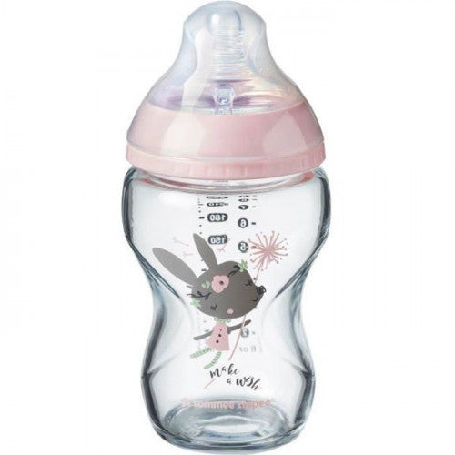 TOMMEE TIPPEE CLOSER TO NATURE BIBERON ROSE LAPIN EN VERRE 0M+ 250ML