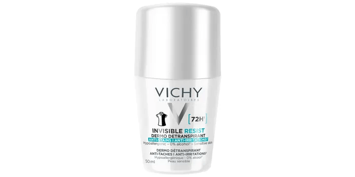 VICHY INVISIBLE RESIST - Déodorant Détranspirant 72H Anti-Taches Anti-Irritations 50ml.
