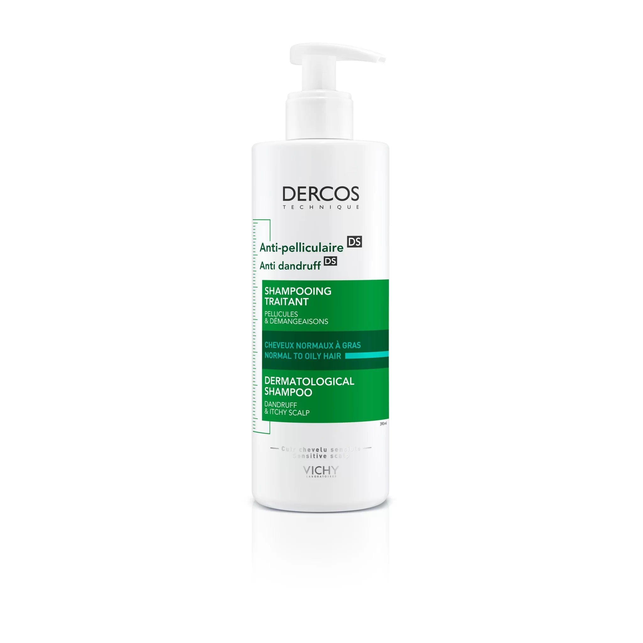 VICHY Dercos Anti-Pelliculaire DS Shampooing Traitant Cheveux Normaux à Gras 390ml - La Grande Para
