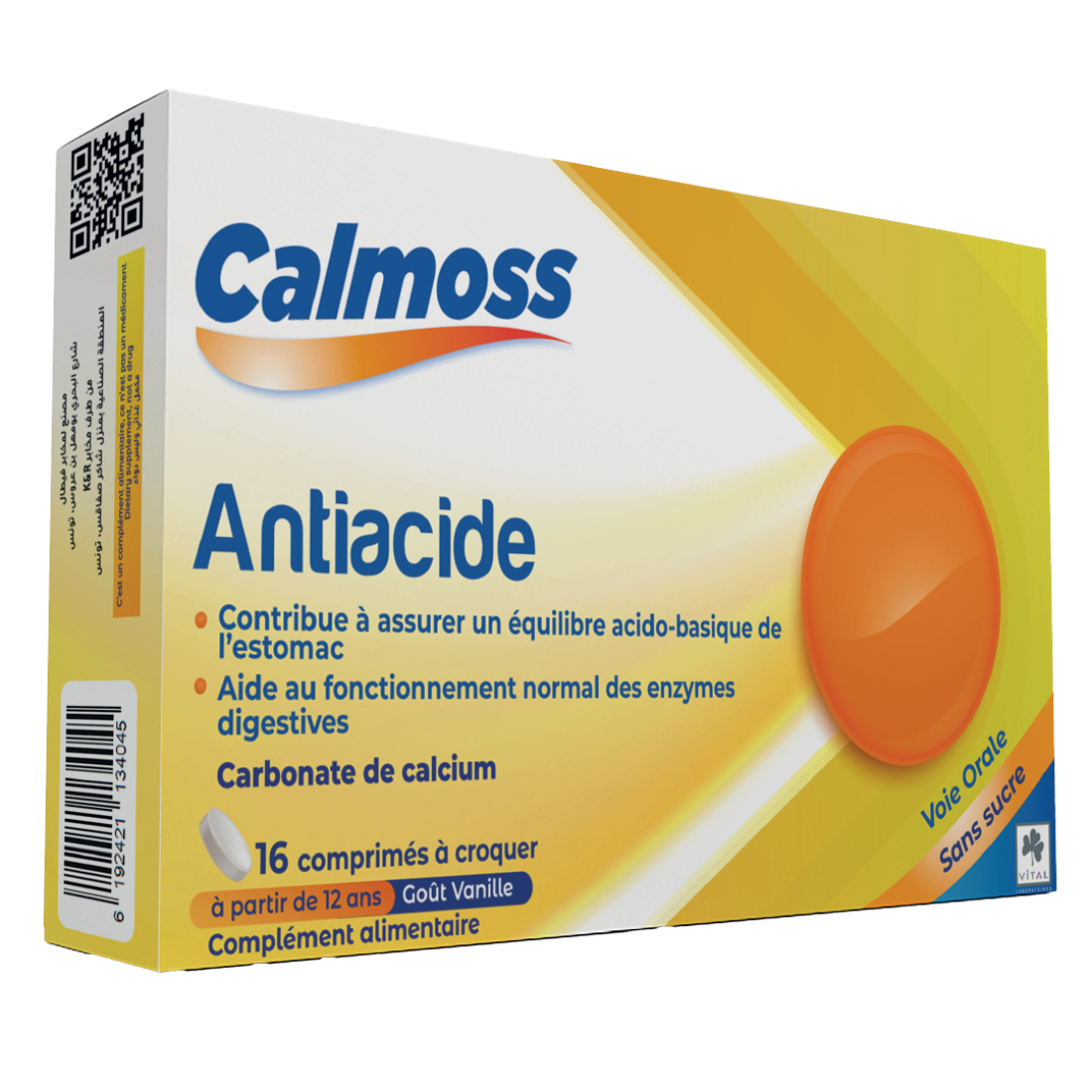 Vital Calmoss Antiacide 16 Comprimés - Brûlures Estomac Acidité | Neutralise Apaise