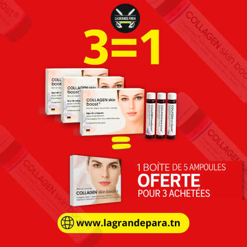 3 boîtes achetées de Collagen Skin Boost® (10 ampoules), 1 boîte de 5 ampoules est OFFERTE !(non éligible au code promo)