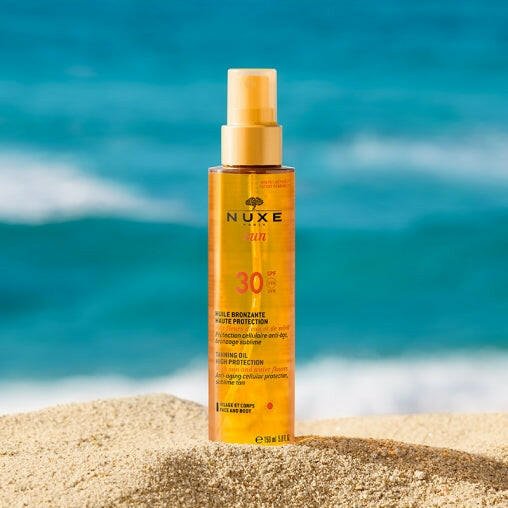 Huile Bronzante Visage et Corps SPF 30 NUXE Sun.
