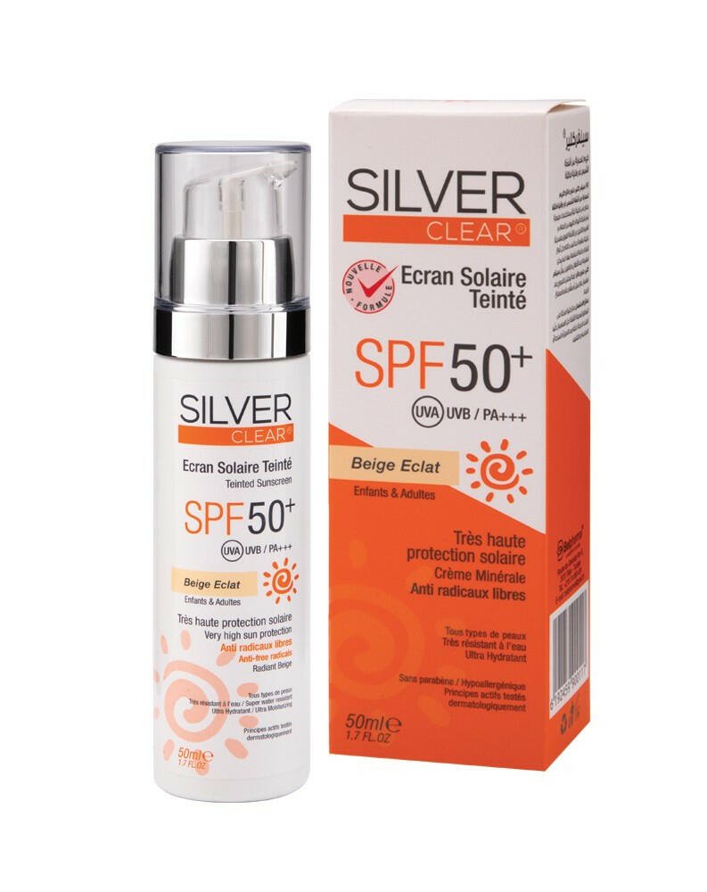 Silver clear ecran solaire Teinté beige eclat spf 50+ 50ml.